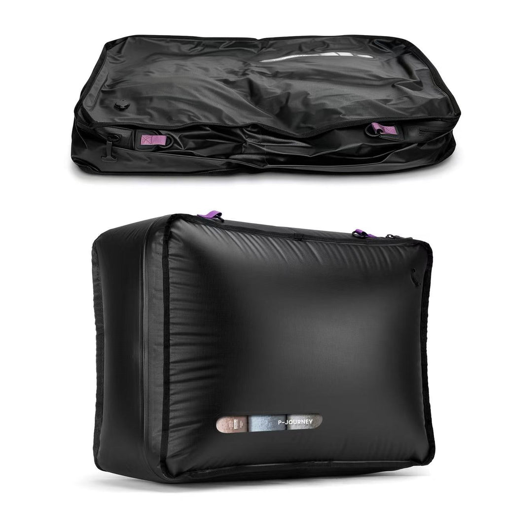 91L Large Vacuum Compression Bag for Bedding with IP68 Airtight Zipper, Heavy Duty & Soft Space Saver Vacuum Bags, 100% Waterproof Blanket Clothes Storage Bag, Reusable Vacuum Packing Cubes for Apartment Dorn Travel，Black