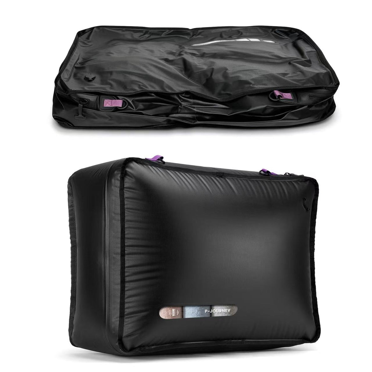 91L Large Vacuum Compression Bag for Bedding with IP68 Airtight Zipper, Heavy Duty & Soft Space Saver Vacuum Bags, 100% Waterproof Blanket Clothes Storage Bag, Reusable Vacuum Packing Cubes for Apartment Dorn Travel，Black