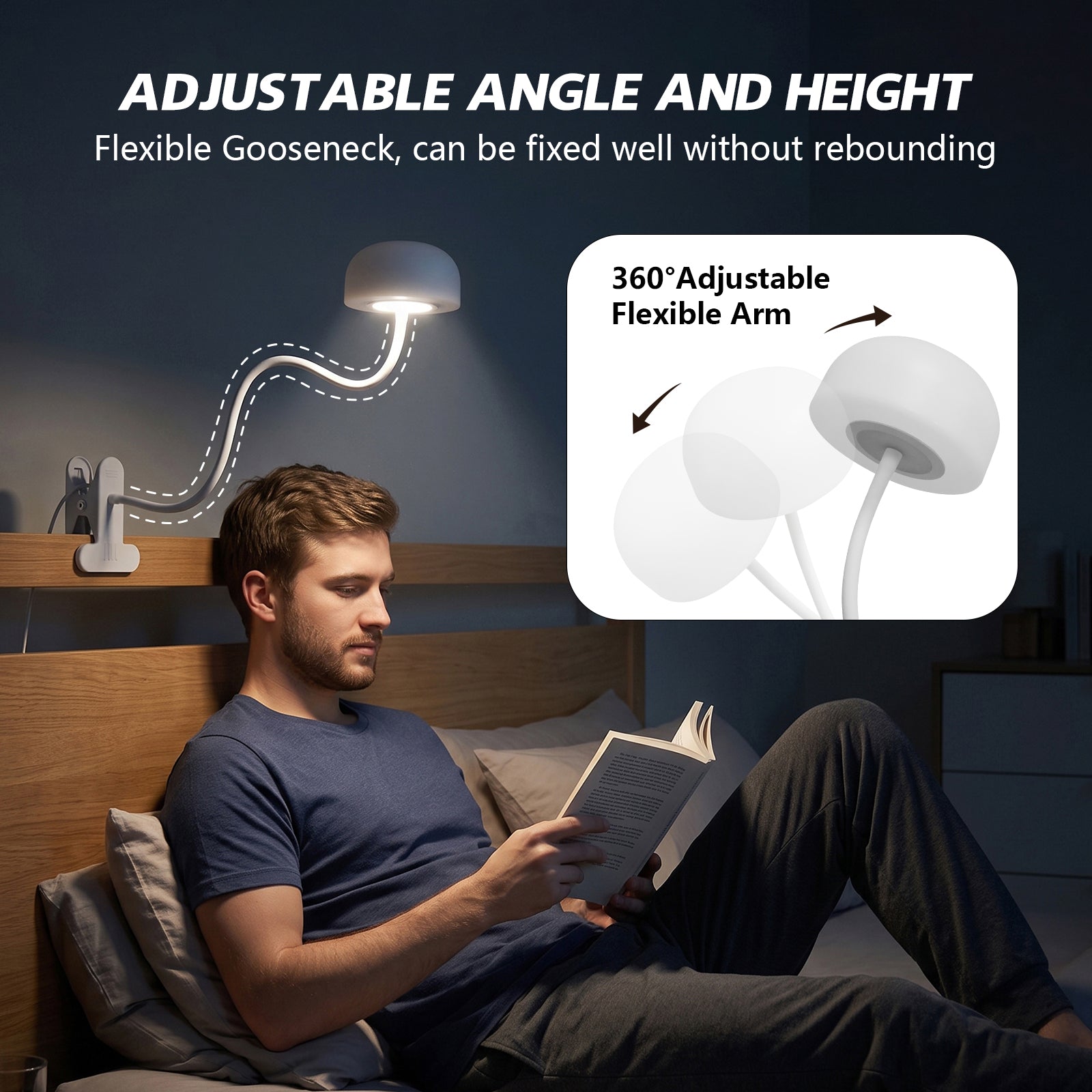 Mushroom Reading Light Clip On Lamp with 670nm Red Light Night Light Sleeping Aid for Students, USB Eye- Caring Bedside Lamp with Metal Clamp & Timer for School Dorn Bunk Bed Headboard, Dimmble